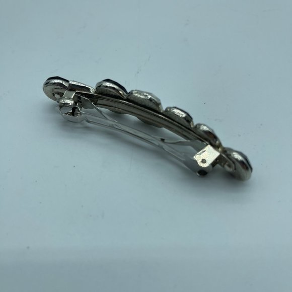 Vintage Hair Berette OS Silver Rhinestones Diamond Black - Picture 4 of 9